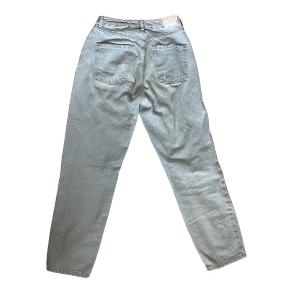 ZARA HIGH WAISTED RIPPED LIGHT BLUE JEANS - Picture 7 of 8